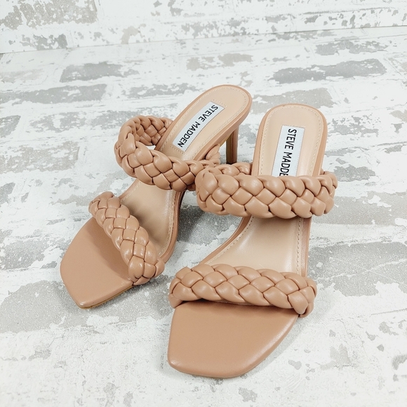 NEW Steve Madden Prema Tan Summer Braided Heeled Sandals F935 - Picture 2 of 11